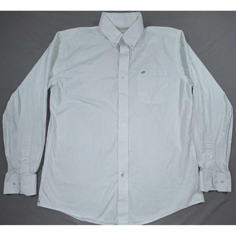 Southern Tide Shirt Mens M Green Stripe Long Sleeve Button Up Casual Woven